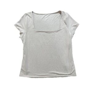 American Eagle Women's XL Square Neck Hey Baby Tee Shirt Beige